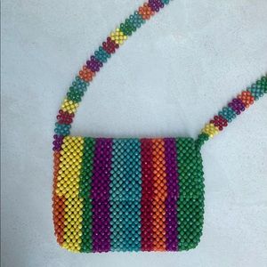 NWT Multi-color rainbow beaded purse